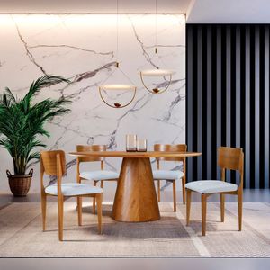 Sala De Jantar Dadi 1,0m 4 Cadeiras Anatômicas Sala Nobre