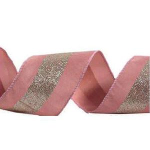 Fita Aramada Rose Com Dourado 6,3cm X 9,14m