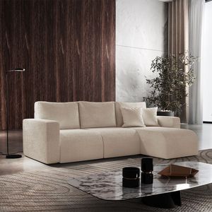 Sofá Living 90cm + 90cm Com Chaise Direito Meu Sofá Online A294 Linho Creme