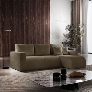Sofá Living 90cm + 90cm Com Chaise Direito Meu Sofá Online B016 Veludo Marrom