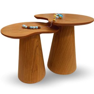 Mesas Laterais Organicas Bean 51cm x 41cm Em Freijo