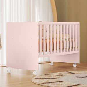 Mini Berço Para Quarto De Meninas E Rodizios Rosa