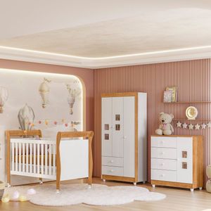 Conjunto Quarto Bebê Slim Tigus Branco Amadeirado