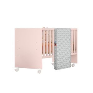 Mini Berço Para Quarto De Meninas Com Colchão E Rodízios Rosa