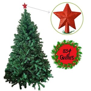 Árvore De Natal Pinheiro 180cm Verde Luxo Premium 834 Galhos