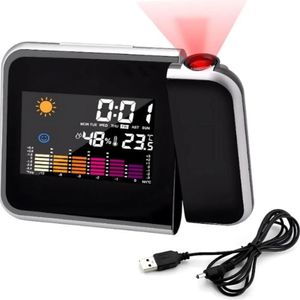 Relogio Projetor Despertador Led Digital Hora Temperatura Estacao Metereologica De Mesa