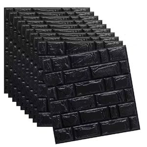 Papel De Parede Tijolo Painel 3d Tijolo Preto Placa Auto Adesivo 77x70cm Revestimento Espuma Autocolante