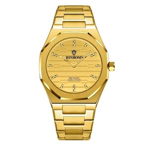 Binbond Marca 2025 Relógio De Quartzo Masculino Casual Octogonal 818 Dourado