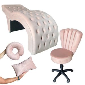 Kit Maca M1 70 + Mocho Pétala + Kit Almofadas Veludo Rose Gold Claro - In9 Decor
