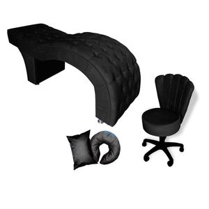 Kit Maca M1 70 + Mocho Pétala + Kit Almofadas Veludo Preto - In9 Decor