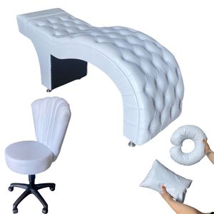 Kit Maca M1 70 + Mocho Pétala + Kit Almofadas Corino Branco - In9 Decor