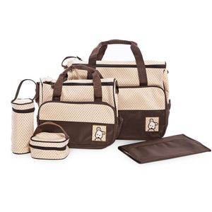 Kit Bolsa Maternidade Mochila Bebe Trocador Porta Mamadeira Papinha 5 Peças Mala Luxo