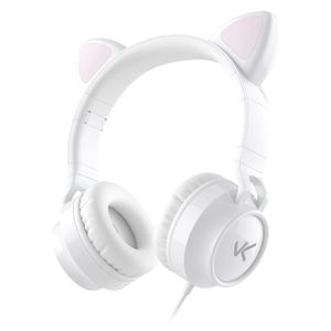 Fone De Ouvido Headset Kitty Ear - Orelha De Gato Branco Com