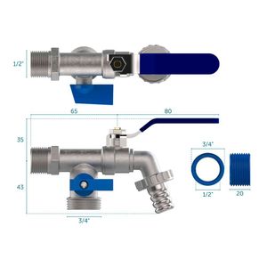 Torneira De Esfera E Derivação Blukit Para Máquina De Lavar Jardim Niquelada