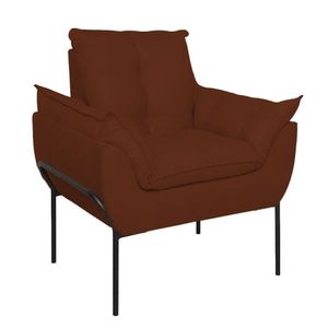 Poltrona Sofá Luxo Base Metal Preto Recepção Escritório Terracota