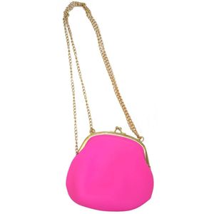 Bolsa Silicone Tiracolo Vintage Rosa Com Corrente Dourada (bl-2662-6)