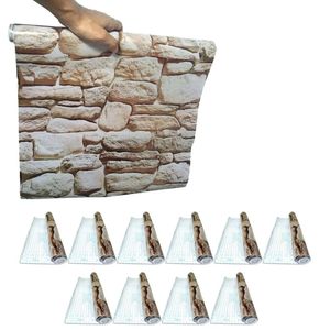 Papel De Parede Vinilico Kit 11 Uni Adesivo Pedra Rolo Lavavel