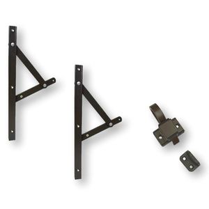 Kit Braço Janela Maxim-ar 40cm + Fecho Gatilho Marrom