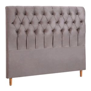Cabeceira Queen Luxo Rominha Veludo Mac Interiores Cinza