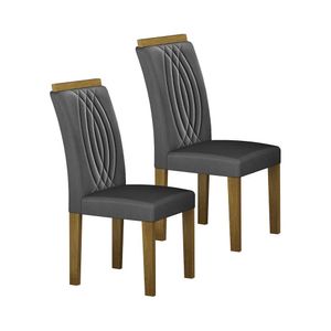 Conjunto 2 Cadeiras De Jantar Doha Mdf E Veludo Leifer Chumbo