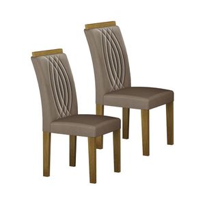 Conjunto 2 Cadeiras De Jantar Doha Mdf E Veludo Leifer Camurça