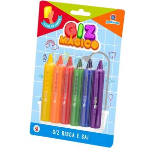 Giz Mágico Risca E Sai - 6 Cores - Polibrinq Unica Giz Mágico Risca E Sai - 6 Cores - Polibrinq