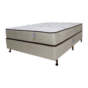 Cama Box Viúva Castor Dome One Revestida + Colchão Bege