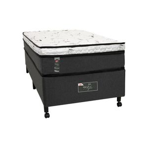 Cama Box Solteirão Castor New Alfa One + Colchão Cinza Com Branco