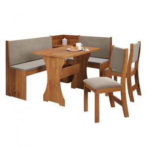 Conjunto Sala De Jantar De Canto Bernardo 2 Cadeiras Viero Mel-pérola