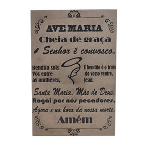 Oração Ave Maria Gravada Laser Tamanho A4 Mdf 3mm Natural [f031]