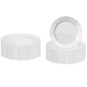 Conjunto De Pratos Rasos Duralex Pétala Em Vidro 24 Peças Branco