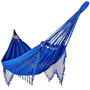 Rede De Dormir Casal Balanço De Algodão Reforçada Azul Royal