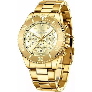 Relógio Masculino Biden 0163g Prova D´água Aço Inoxidável Dourado