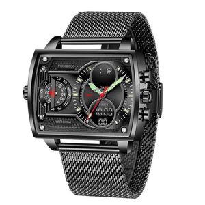 Relógio De Pulso Masculino De Quartzo De Ouro Impermeável Led Preto