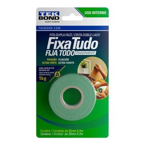 Fita Dupla Face Transparente 25mmx2mt - Tekbond