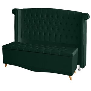 Kit De Quarto Cabeceira De Cama Box E Calçadeira Baú Toquio Casal 140 Cm Suede Verde Do Lar Móveis E Decoração