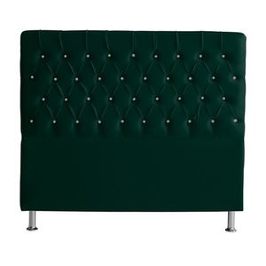 Cabeceira De Cama Box Paris Queen 160 Cm Botão Strass Suede Verde Do Lar Móveis