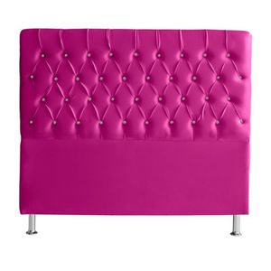 Cabeceira De Cama Box Estrela Queen 160 Cm Suede Botão Cristal Rosa Pink Do Lar Móveis E Decoração