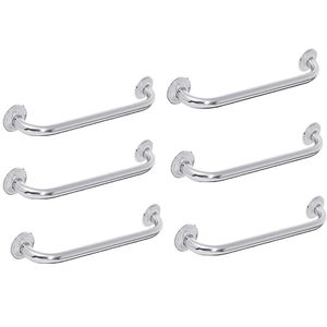 Barra Alça De Apoio Kit 6 Uni Banheiro Inox 40cm Barra Idoso Cadeirante Deficiente Acessibilidade