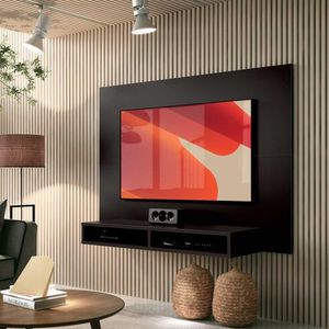 Painel Para Tv Até 43 Polegadas 1,20m Com Nicho Fox Edn Preto Preto