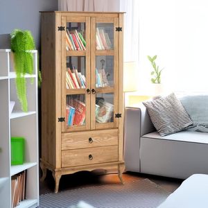 Cristaleira 2 Gavetas Madeira Maciça Portas Vidro D112 Mel Shop Jm Mel