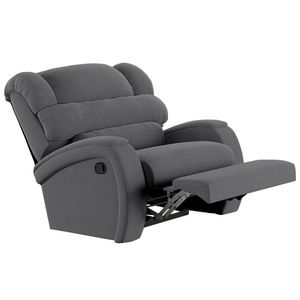 Poltrona Do Papai Reclinável Kalie Manual Gatilho Fh9 Veludo Cinza - Mpozenato