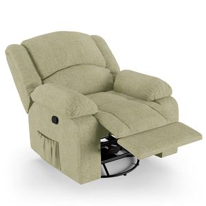 Poltrona Do Papai Reclinável Pietra Glider Giratória Massagem Fh9 Linho Bege - Mpozenato