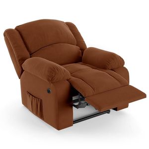 Poltrona Do Papai Reclinável Pietra Power Elétrica Usb Fh9 Veludo Terracota - Mpozenato