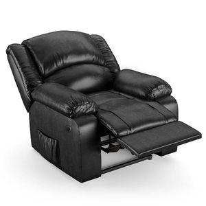 Poltrona Do Papai Reclinável Pietra Power Elétrica Massagem Fh9 Pu Preto Brilho - Mpozenato