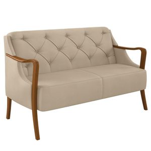 Poltrona Namoradeira 2 Lugares 135cm Capitonê Lapa M22 Pu Bege - Mpozenato