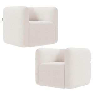 Poltrona Para Sala De Estar Decorativa Kit Com 2 Maggie K04 Bouclê Bege - Mpozenato