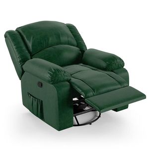 Poltrona Do Papai Reclinável Pietra Glider Giratória Usb Fh9 Pu Verde Musgo - Mpozenato