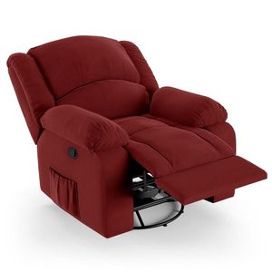 Poltrona Do Papai Reclinável Pietra Glider Giratória Usb Fh9 Veludo Vermelho - Mpozenato