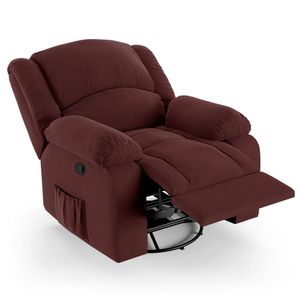 Poltrona Do Papai Reclinável Pietra Glider Giratória Usb Fh9 Veludo Vinho - Mpozenato